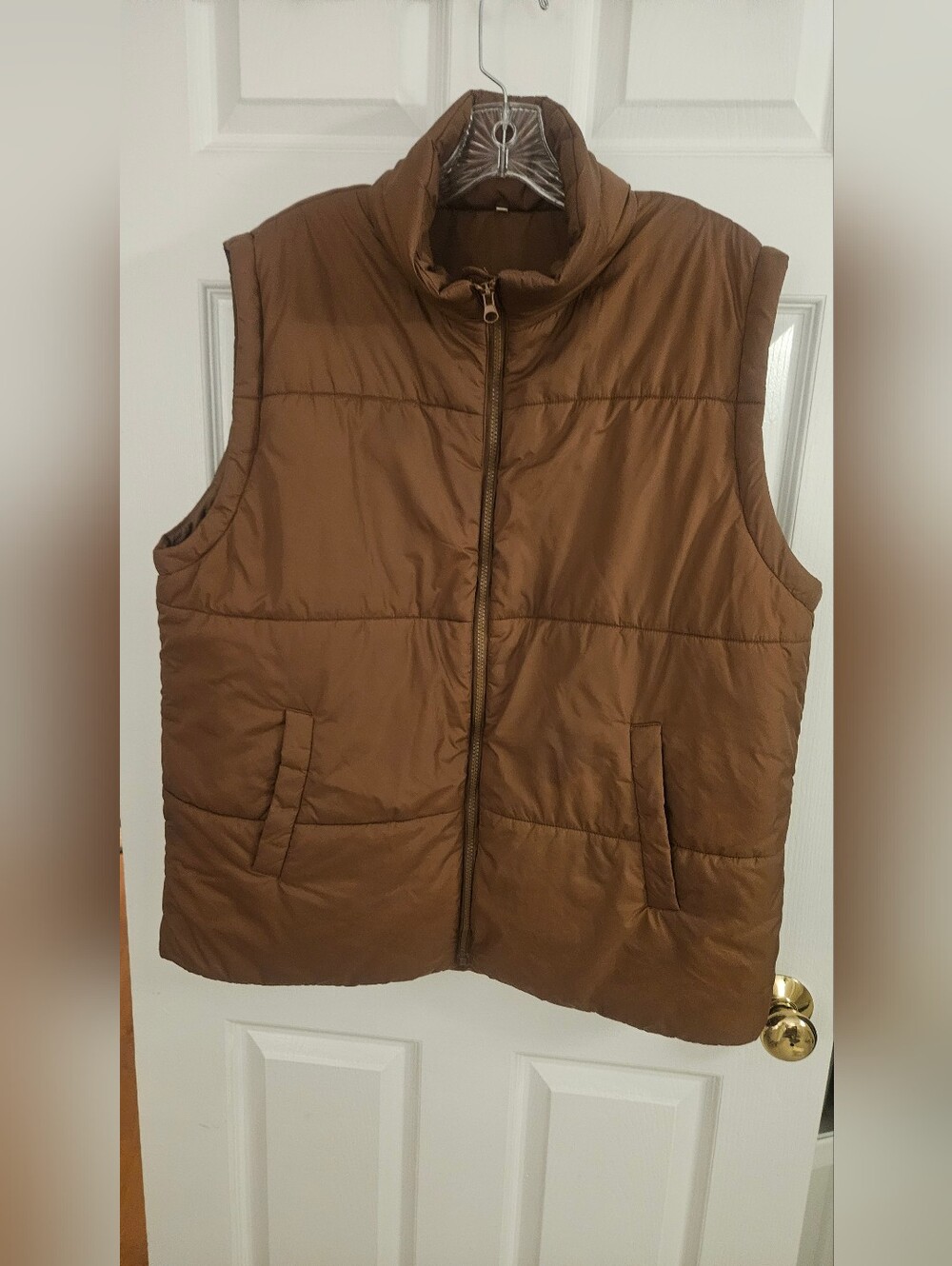 Womens Brown Quilted Puffer Vest